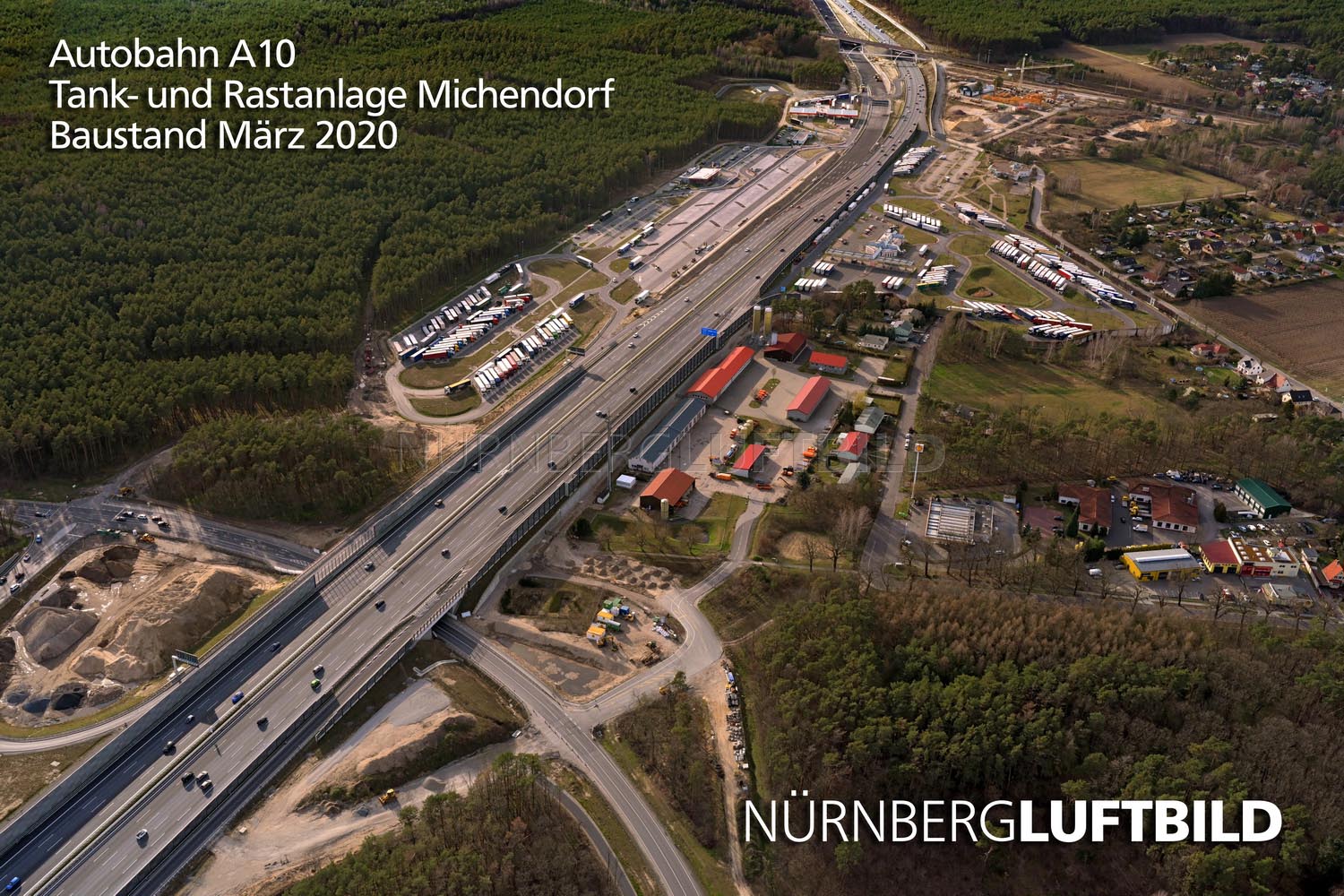 Autobahn A10, Tank- und Rastanlage Michendorf, Baustand März 2020