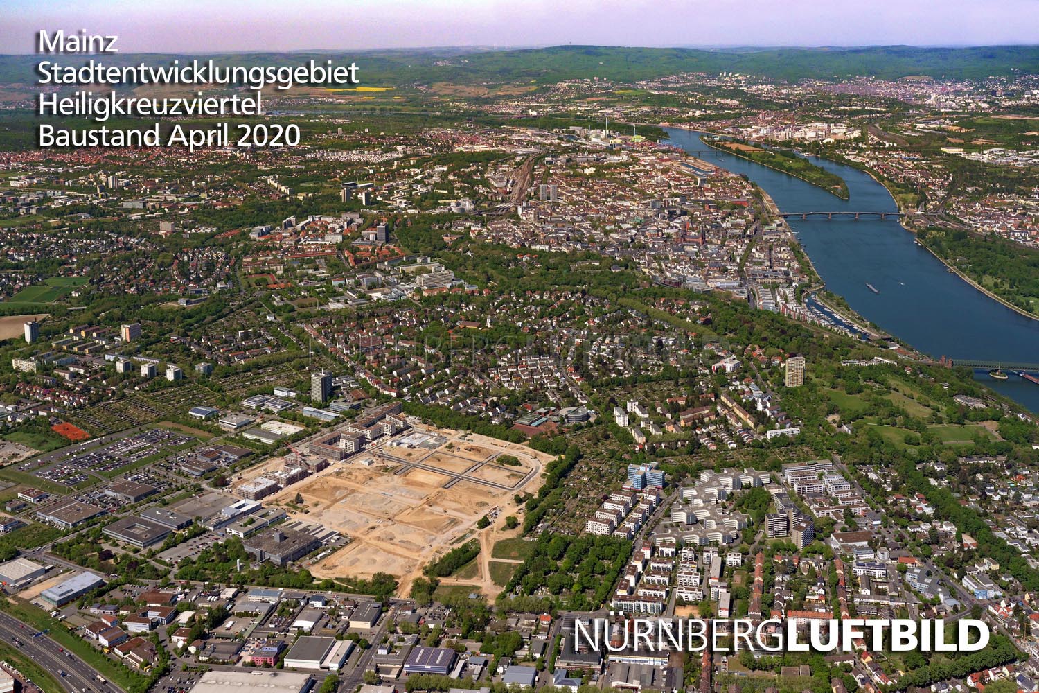 Mainz, Stadtentwicklungsgebiet Heiligkreuzviertel, Baustand April 2020