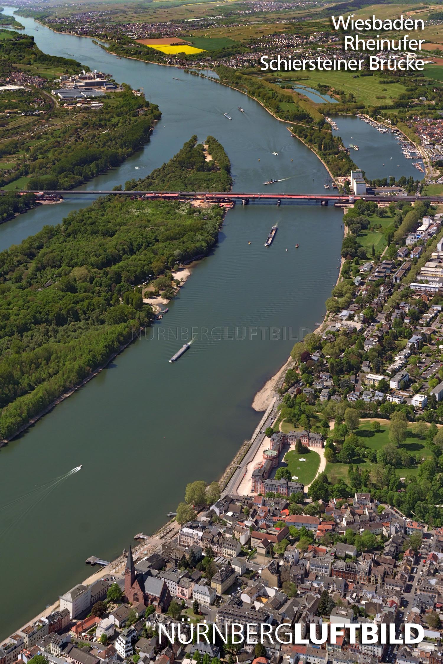Wiesbaden, Rheinufer, Schiersteiner Brücke