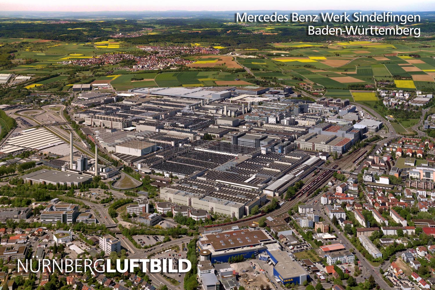 Mercedes Benz Werk Sindelfingen, Baden-Württemberg, Luftaufnahme