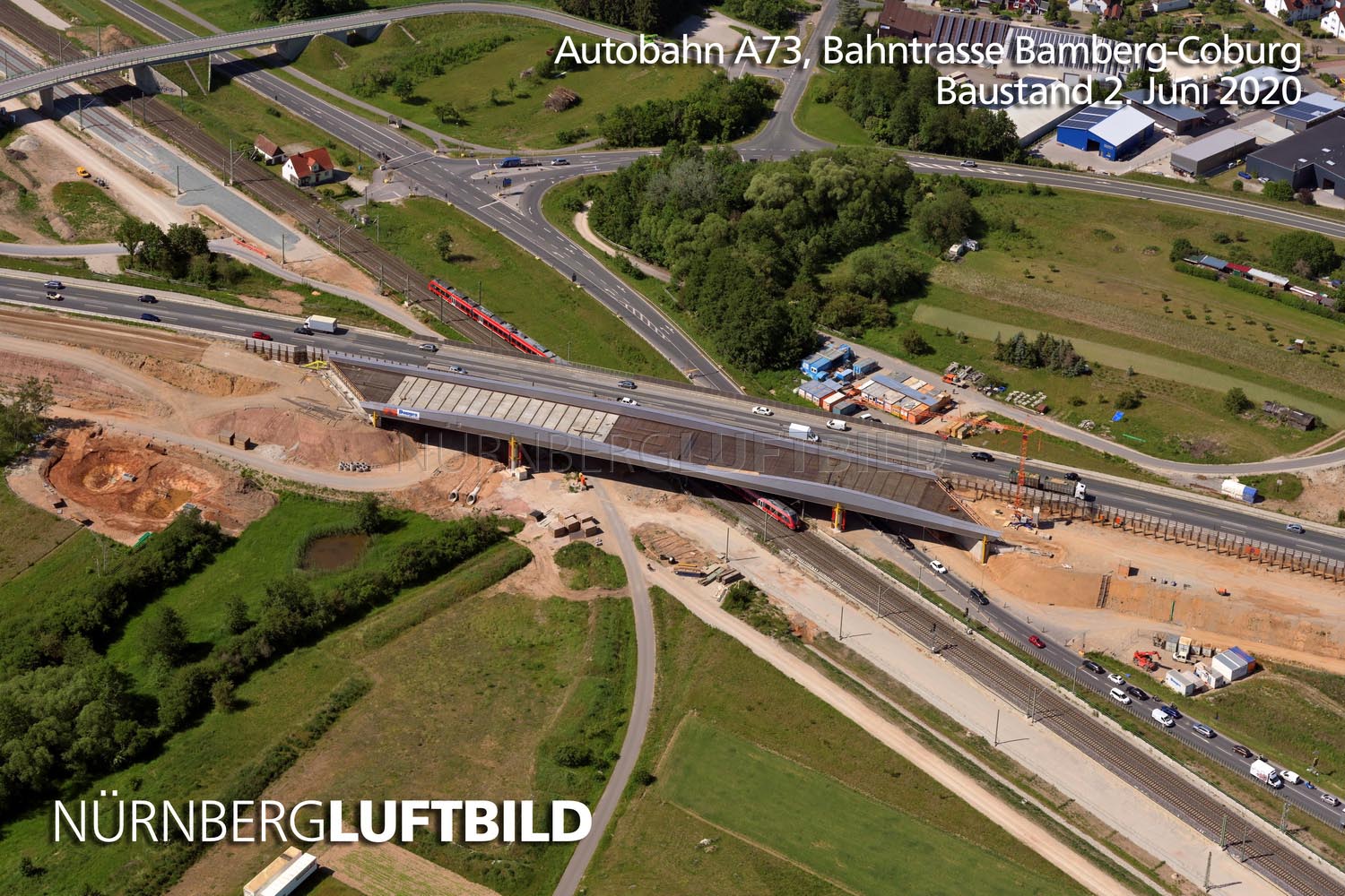 Autobahn A73, Bahntrasse Bamberg-Coburg, Baustand 2. Juni 2020