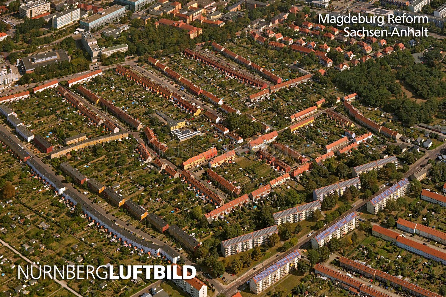 Luftbild des Magdeburger Stadteils Reform mit rund 11.800 Einwohnern.