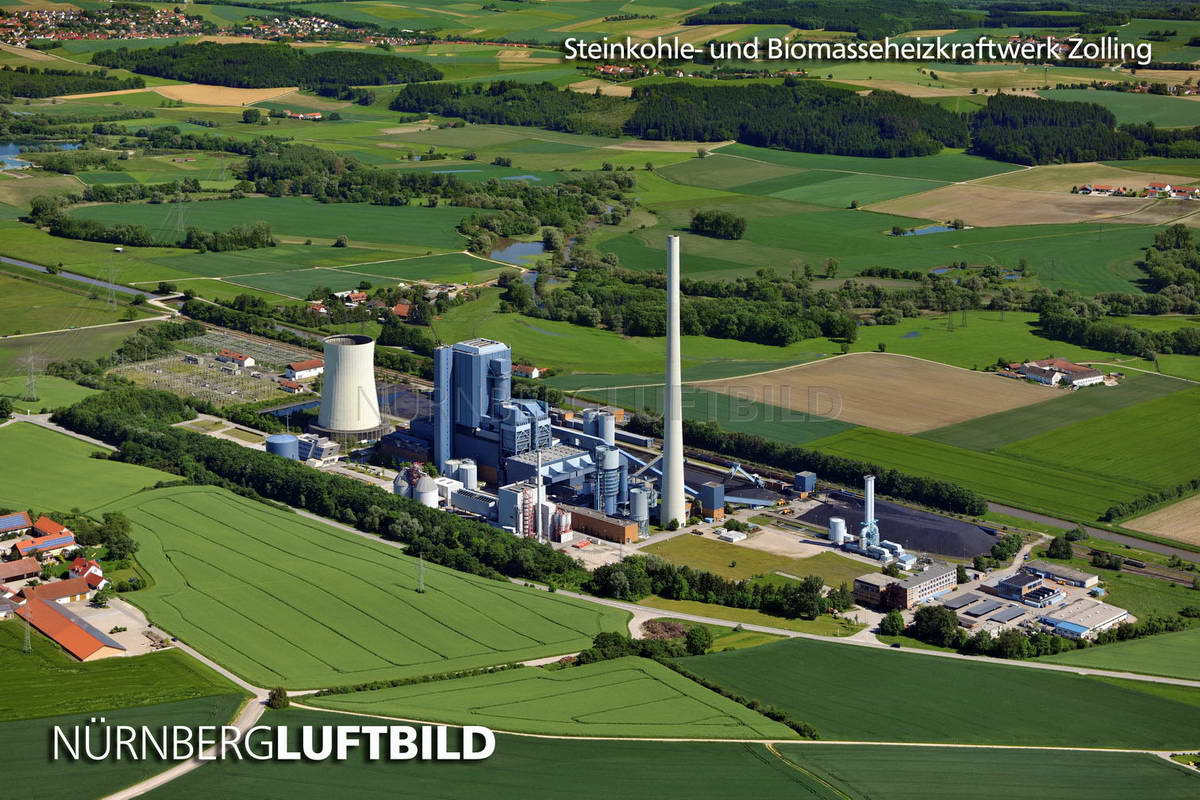 Steinkohle- und Biomasseheizkraftwerk, Zolling, Luftbild