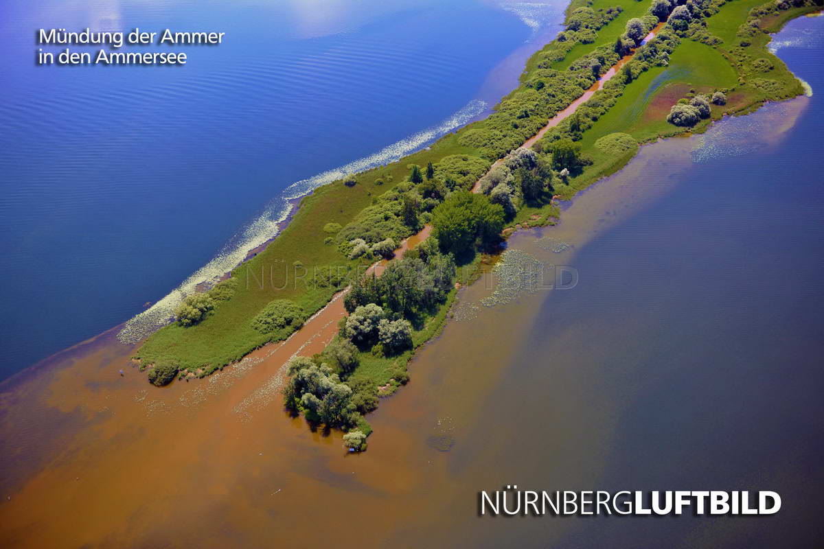 Mündung der Ammer in den Ammersee, Luftaufnahme