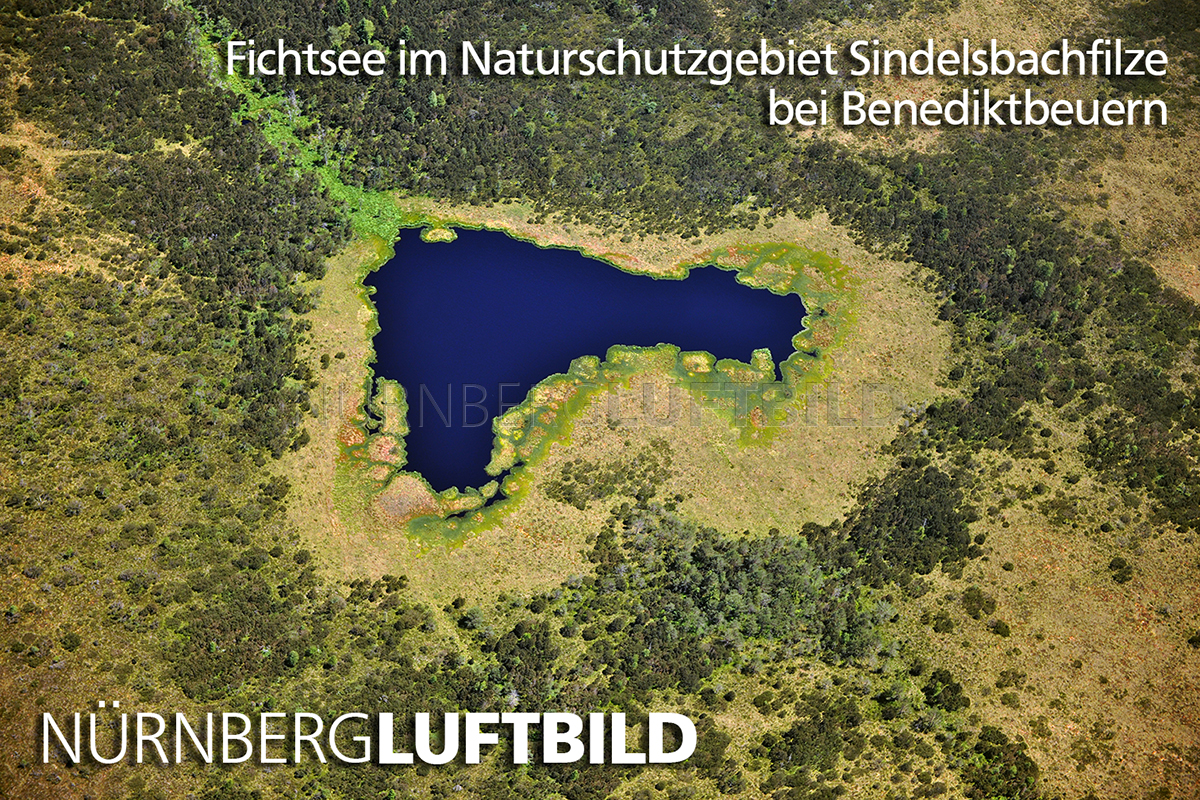 Fichtsee im Naturschutzgebiet Sindelsbachfilze bei Benediktbeuern, Luftaufnahme