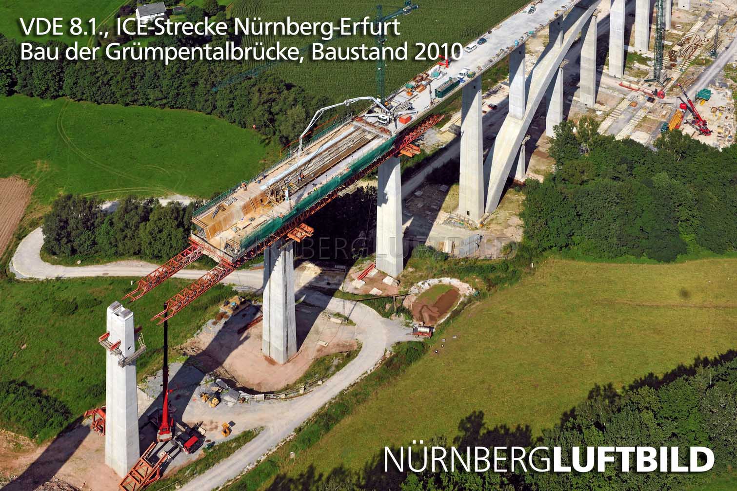 ICE-Strecke Nürnberg-Erfurt, Bau der Grümpentalbrücke, Luftaufnahme