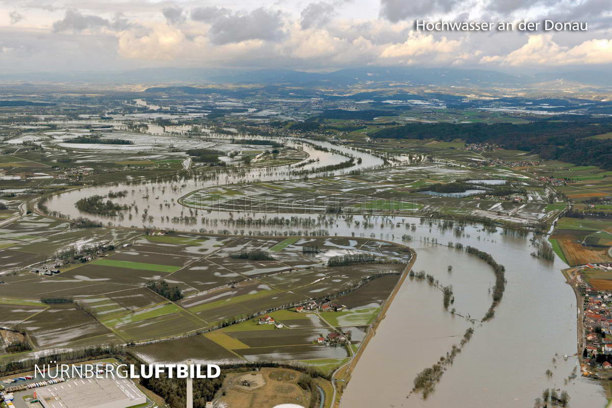 Hochwasser an der Donau, Luftbild