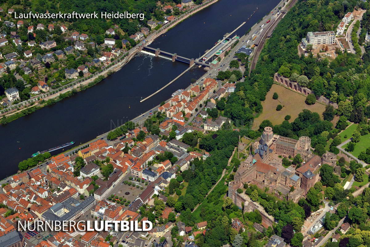 Laufwasserkraftwerk, Heidelberg, Luftbild