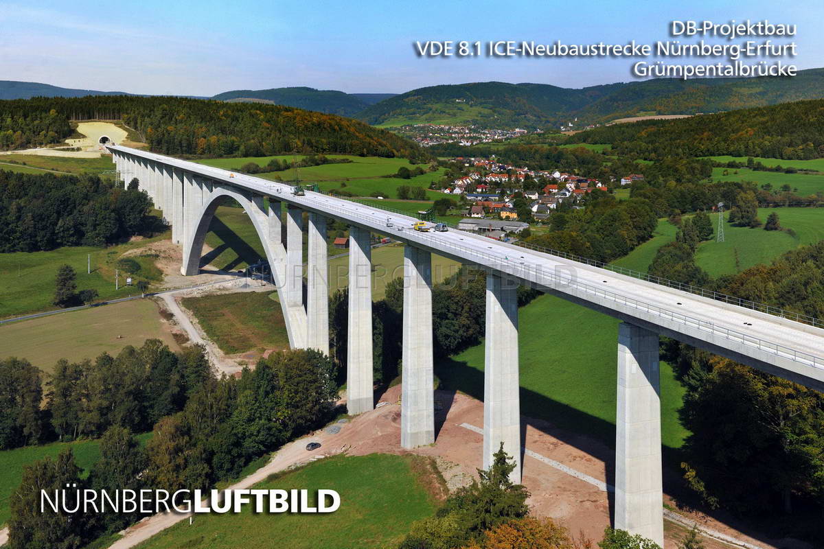 Grümpentalbrücke, VDE 8.1 ICE-Neubaustrecke Nürnberg-Erfurt, Luftaufnahme