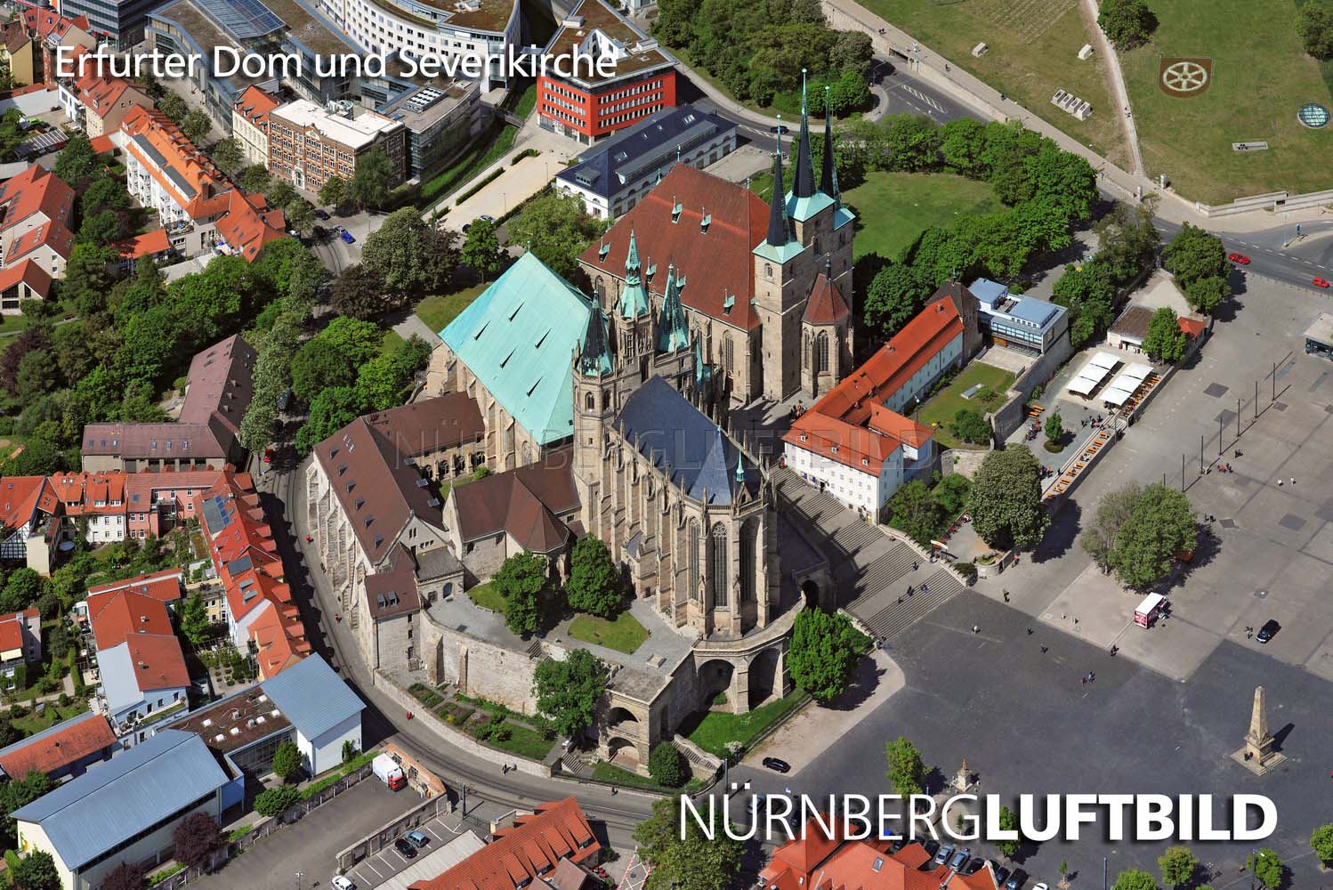 Erfurter Dom und Severikirche, Luftaufnahme