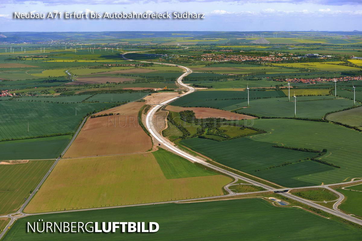 Neubau A71, Erfurt bis Autobahndreieck Südharz, Luftaufnahme