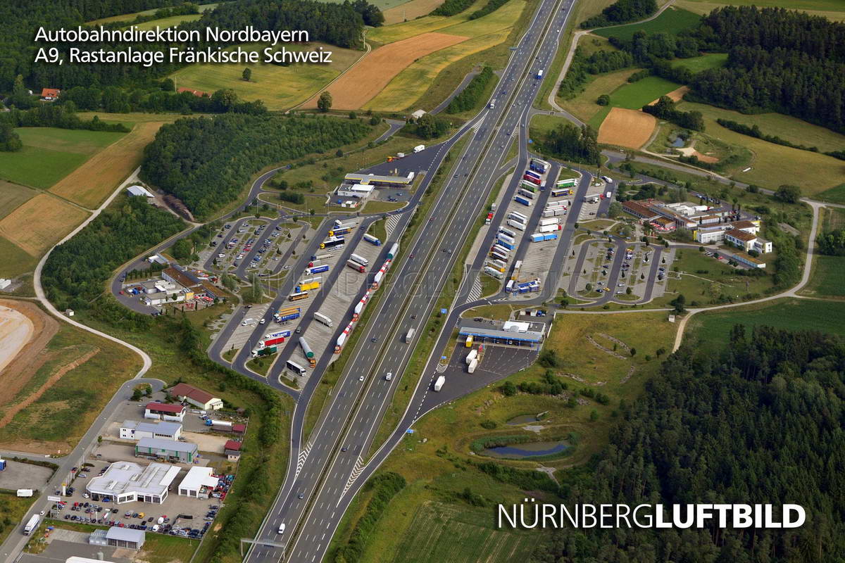 A9, Rastanlage Fränkische Schweiz, Autobahndirektion Nordbayern, Luftbild