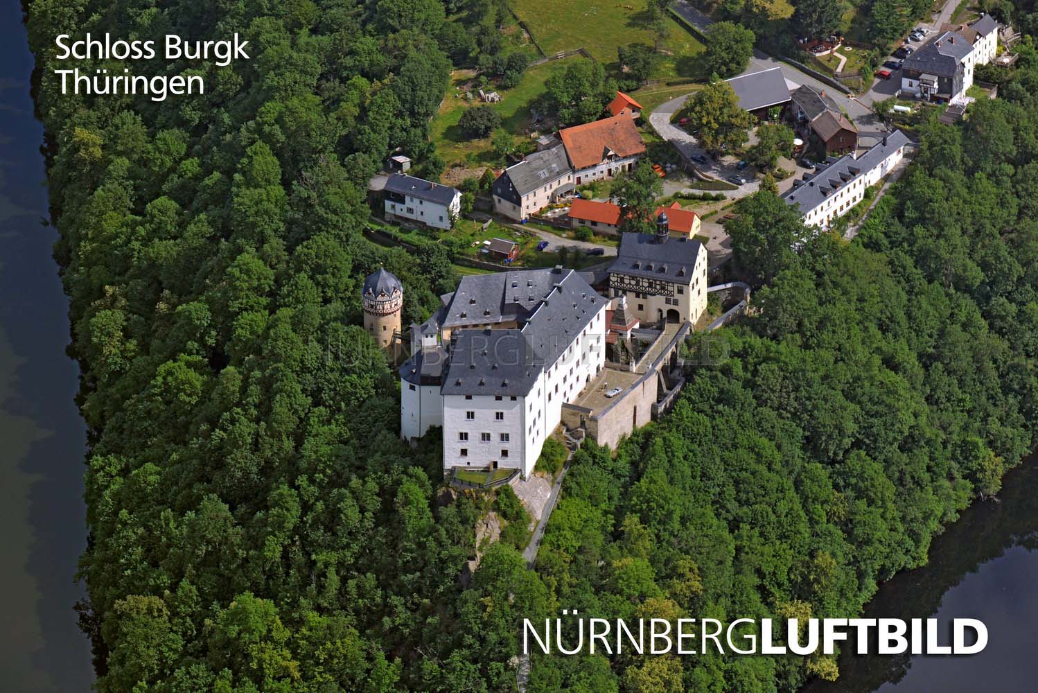 Schloss Burgk, Thüringen, Luftaufnahme