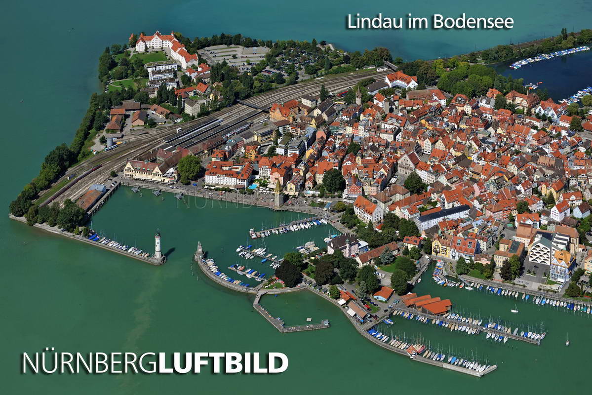 Lindau am Bodensee, Luftaufnahme des Hafens