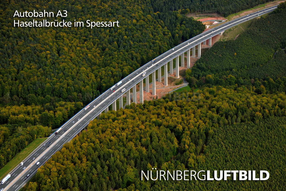 A6, Haseltalbrücke im Spessart, Luftaufnahme