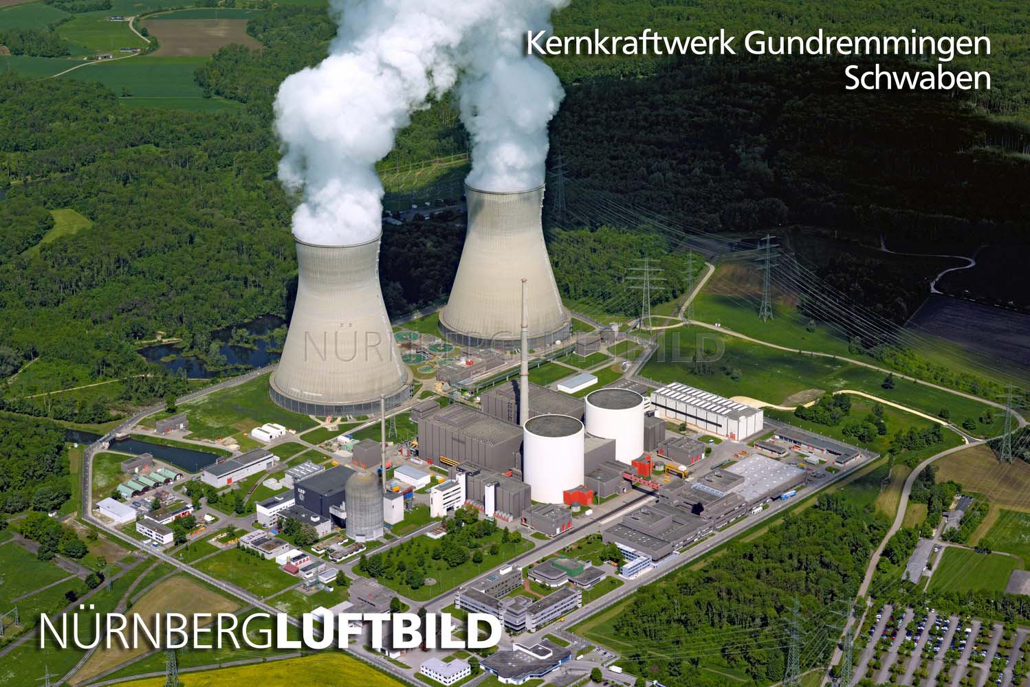 Kernkraftwerk Gundremmingen, Schwaben, Luftbild