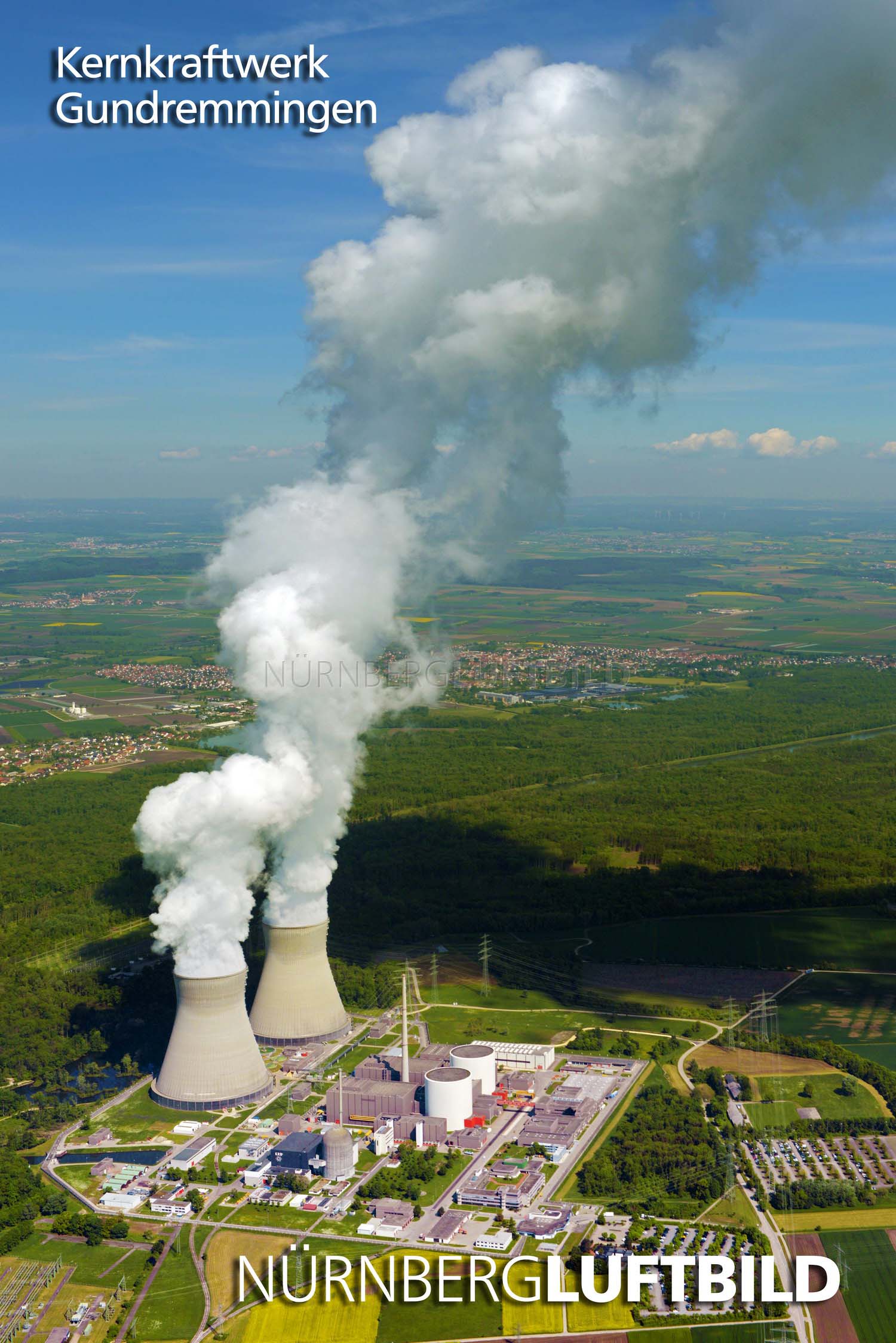 Kernkraftwerk Gundremmingen von Südosten, Luftaufnahme