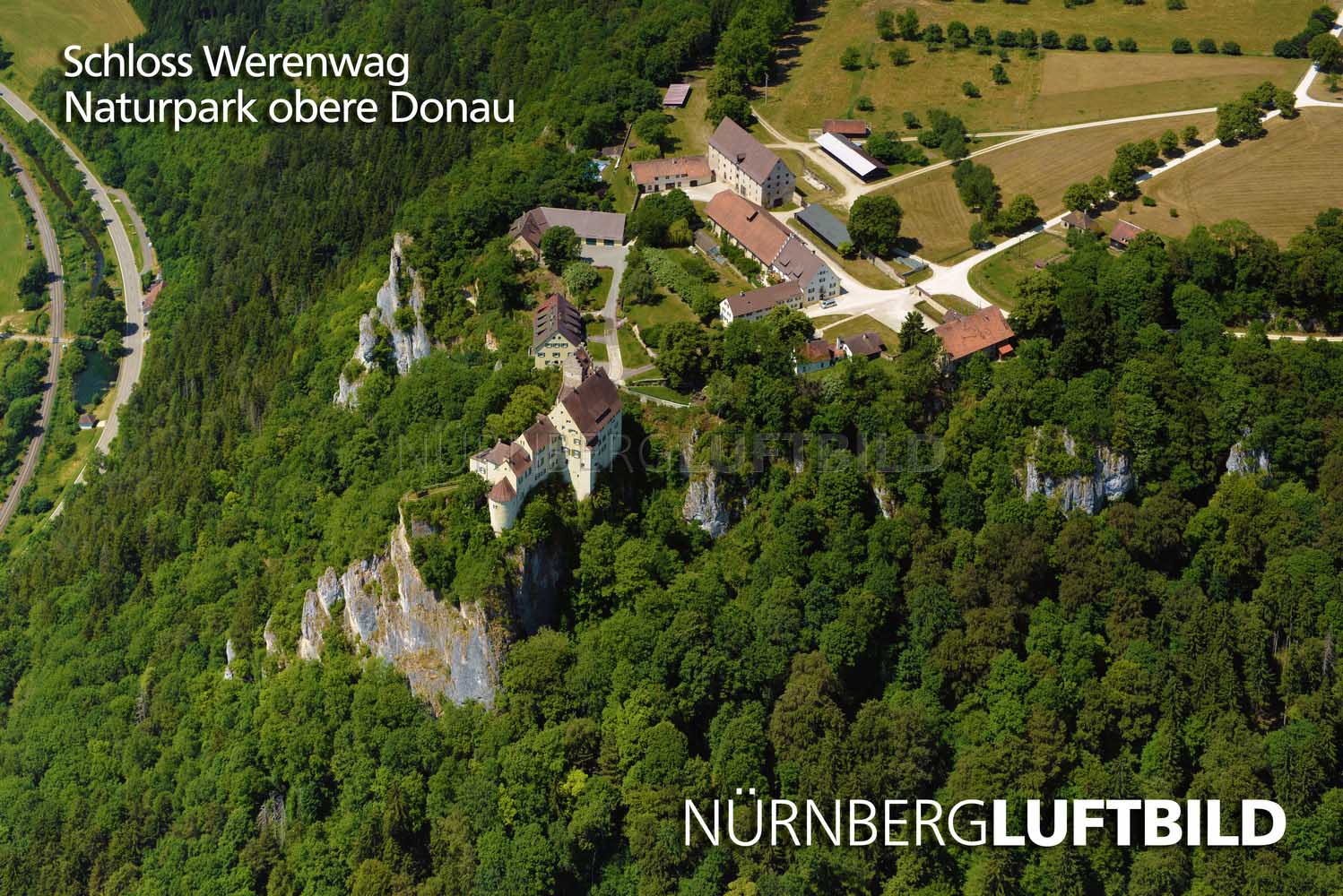 Schloss Werenwag, Naturpark obere Donau, Luftaufnahme
