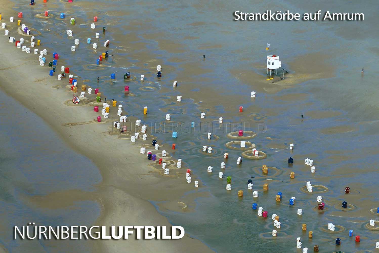 Strandkörbe auf Amrum, Luftaufnahme