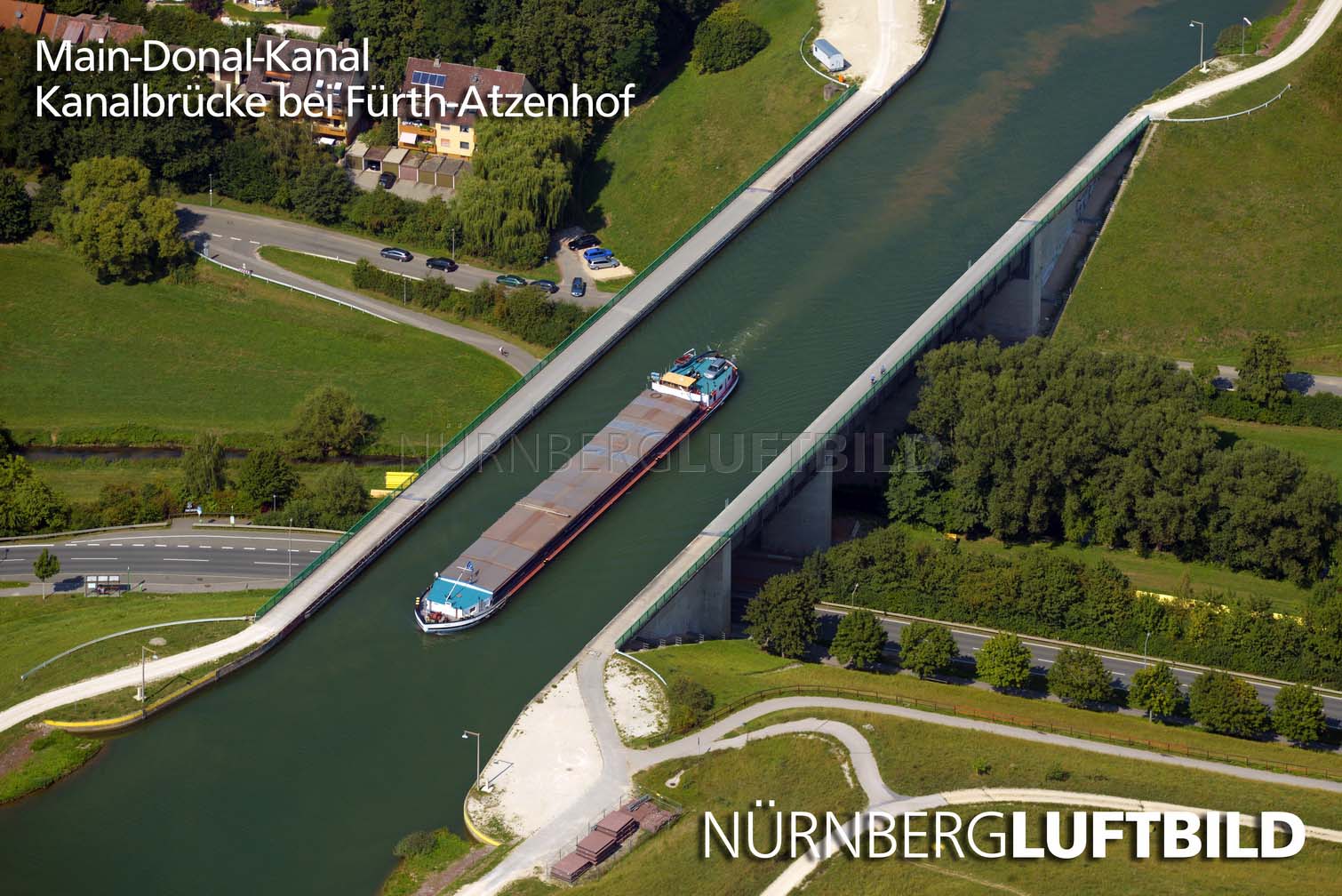 Main-Donau-Kanal, Kanalbrücke bei Fürth-Atzenhof, Luftbild