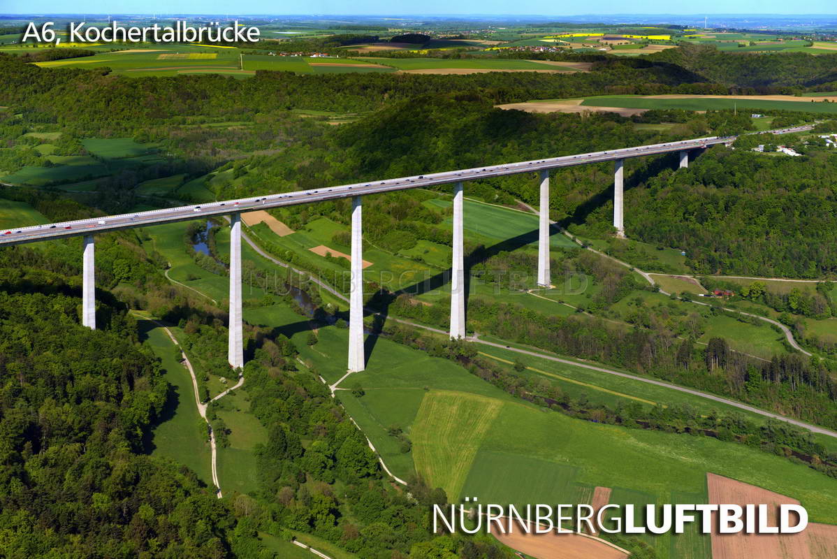 A6, Kochertalbrücke, Luftaufnahme