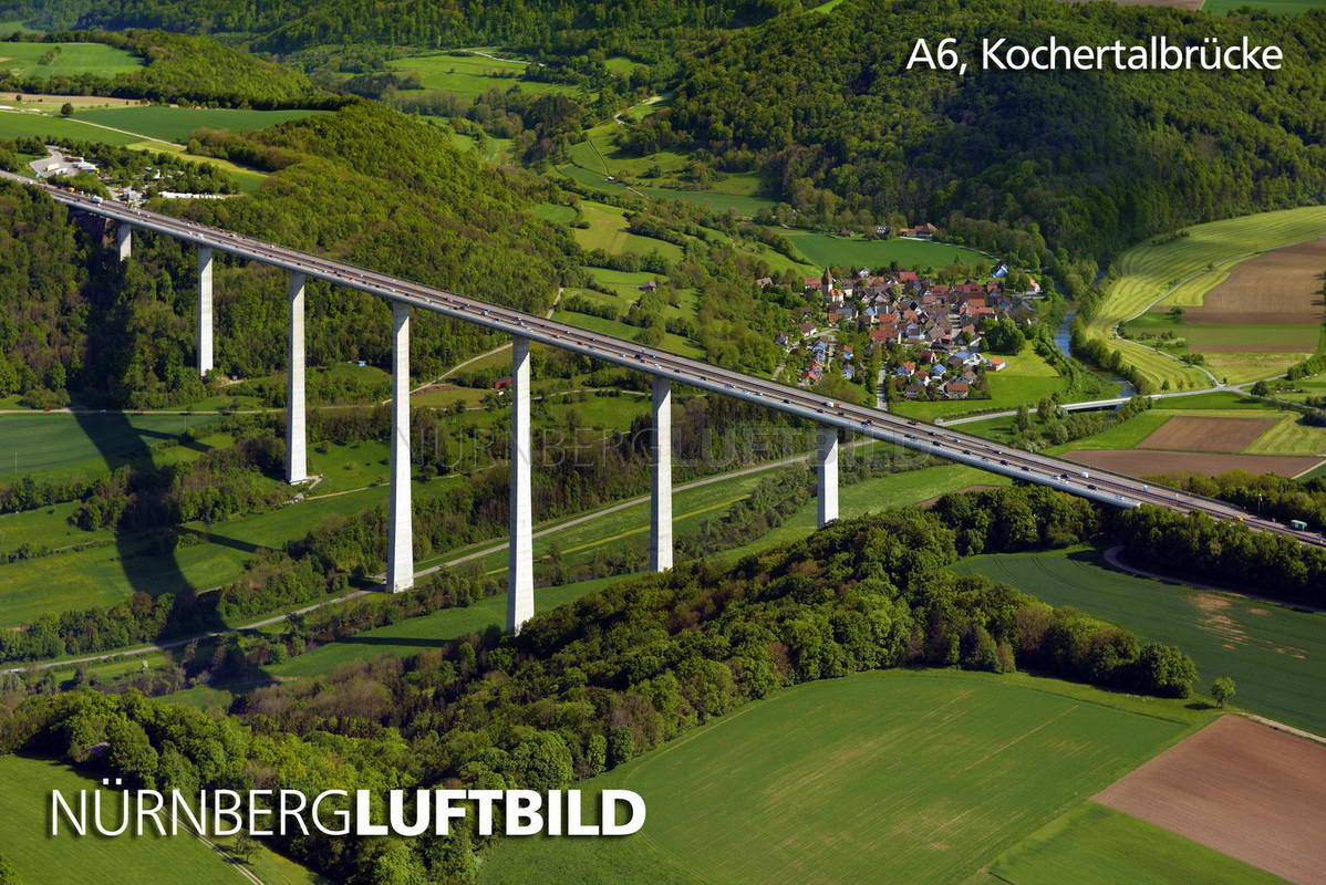 A6 mit der Kochertalbrücke, Luftaufnahme