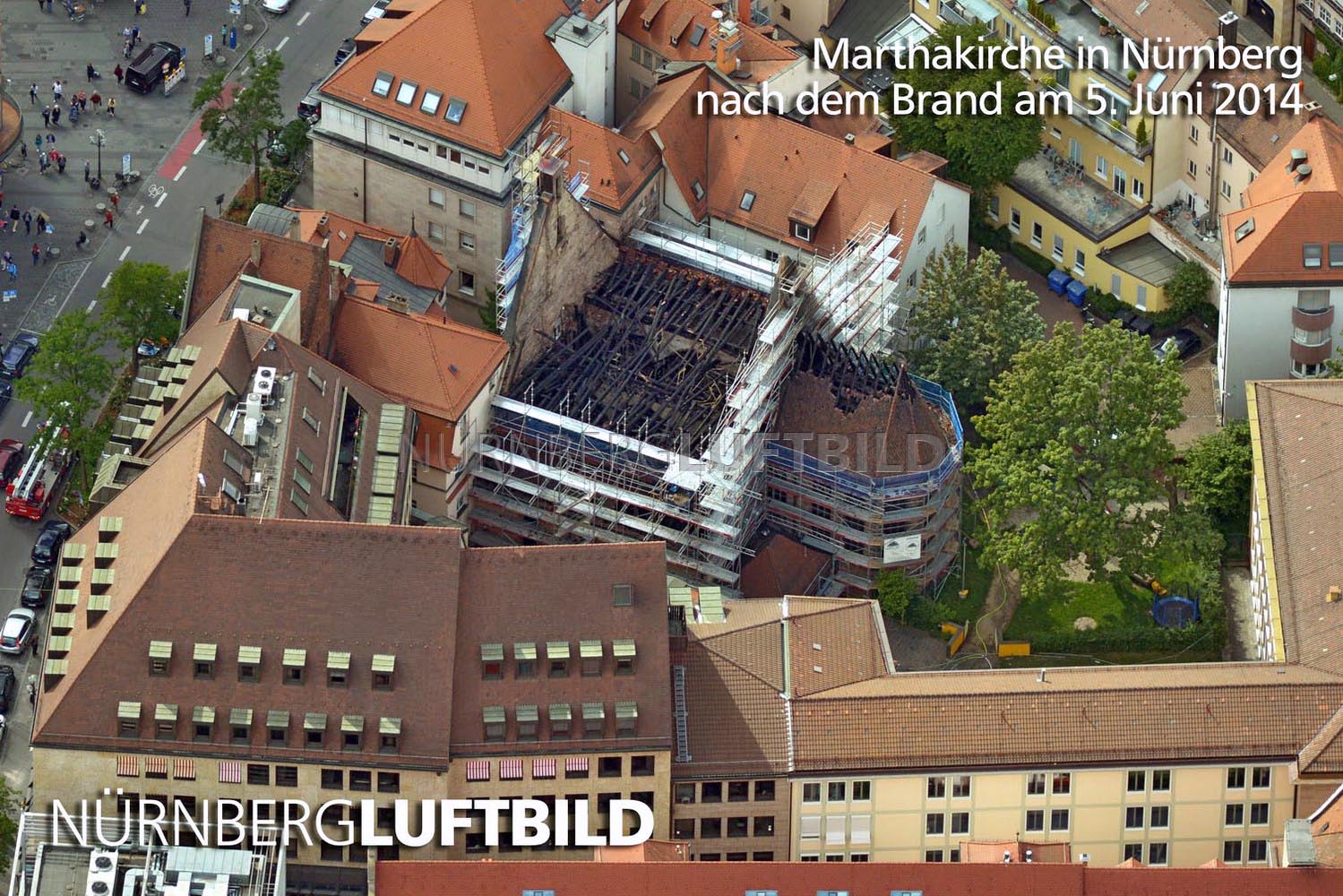 Marthakitschen in Nürnberg nach dem Brand am 5. Juni 2014, Luftbild