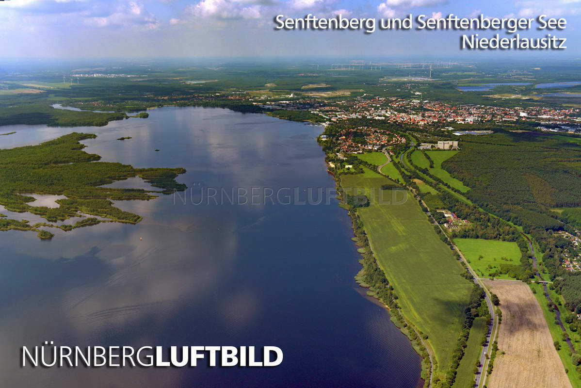 Senftenberg und Senftenberger See in Niederlausitz, Luftaufnahme