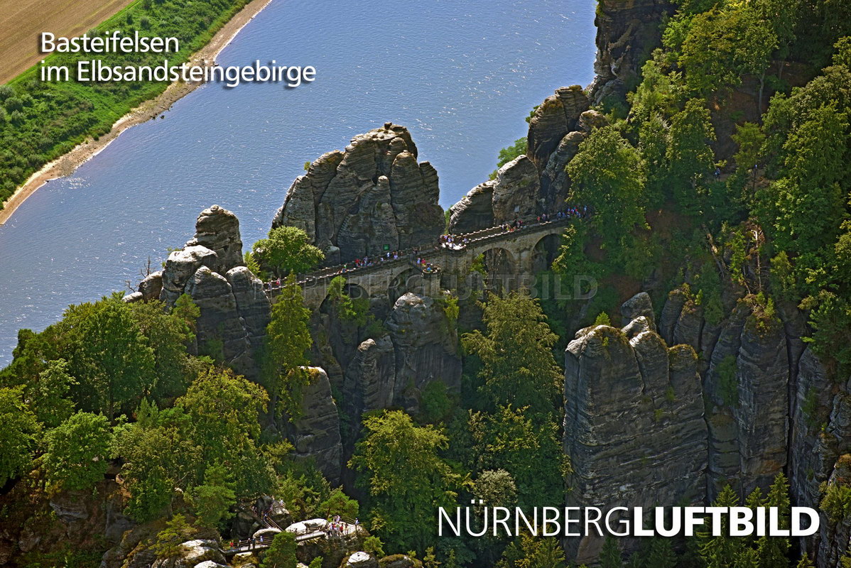 Basteifelsen im Elbsandsteingebirge, Luftbild