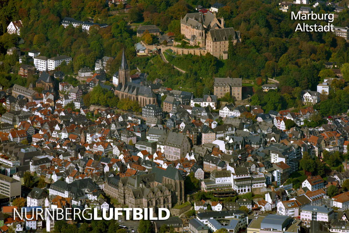 Luftaufnahme der Altstadt von Marburg