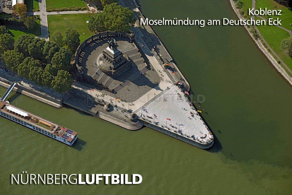 Koblenz, Moselmündung am Deutschen Eck, Luftaufnahme, Luftbild