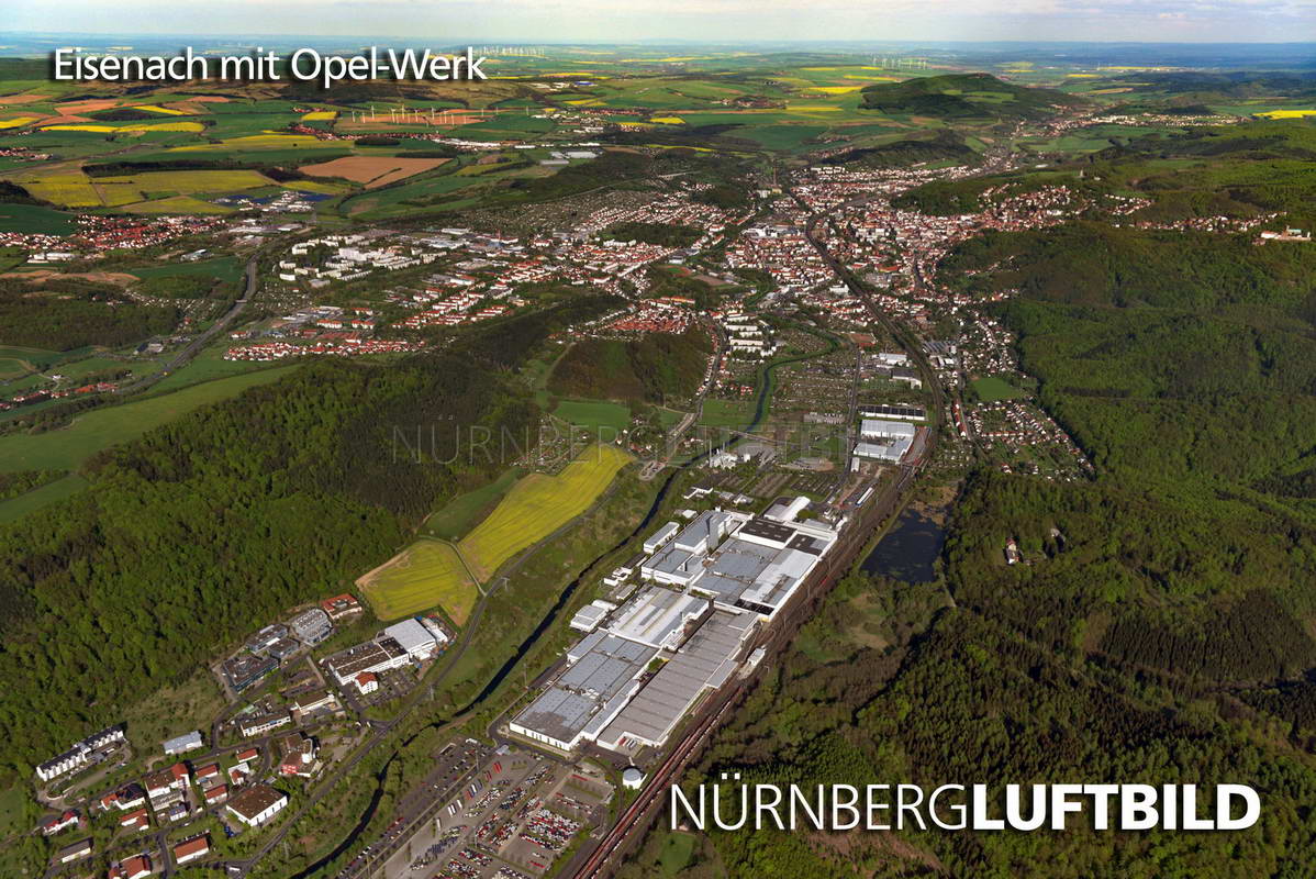 Eisenach mit Opel-Werk, Luftaufnahme