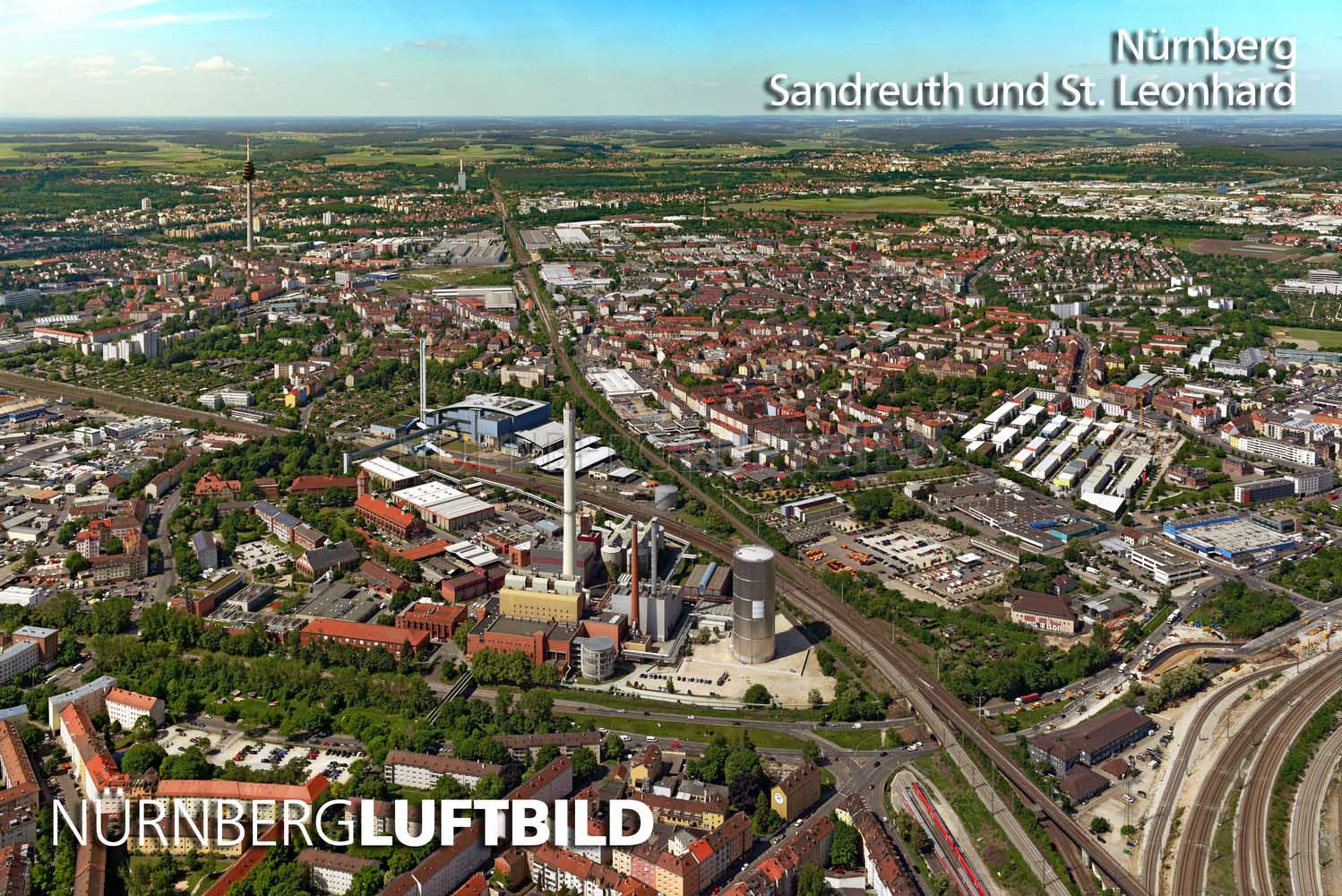 Nürnberg, Sandreuth und St. Leonhard, Luftaufnahme