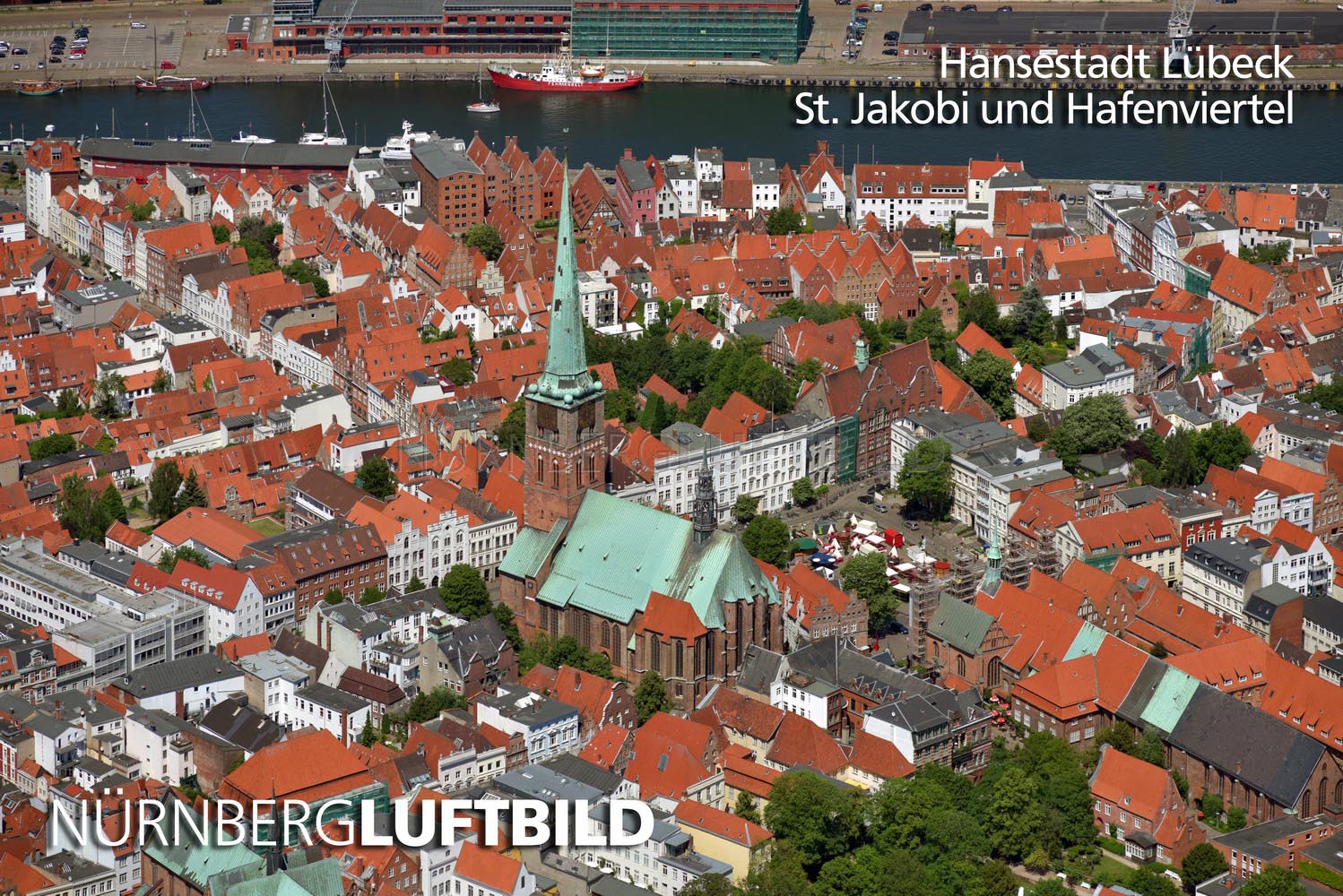 Hansestadt Lübeck, St. Jakobi und Hafenviertel, Luftaufnahme