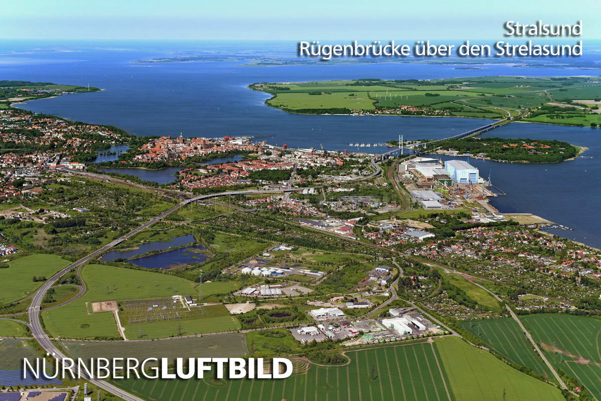 Rügenbrücke über den Strelasund, Stralsund, Luftbild