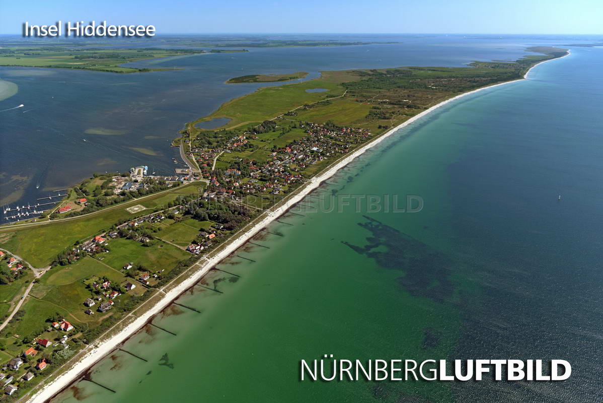 Blick auf die Insel Hiddensee von Nordwesten, Luftaufnahme