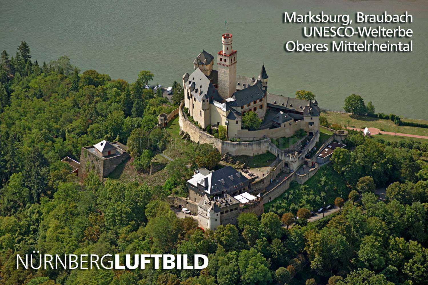 Marksburg, Braubach, Oberes Mittelrheintal, Luftaufnahme