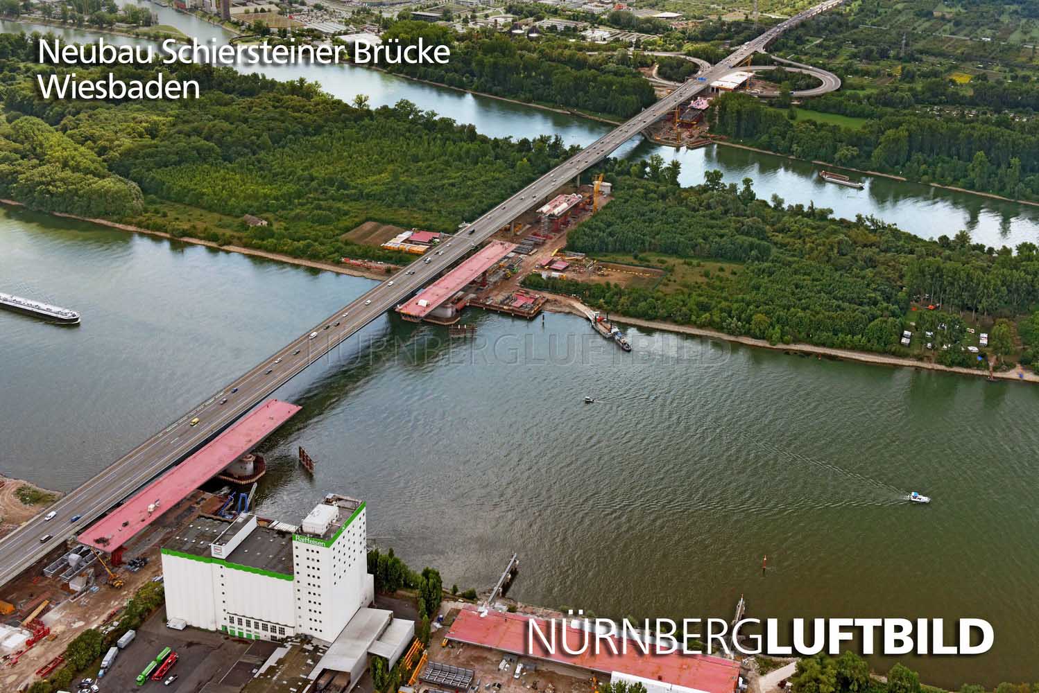 Neubau Schiersteiner Brücke, Wiesbaden, Luftaufnahme