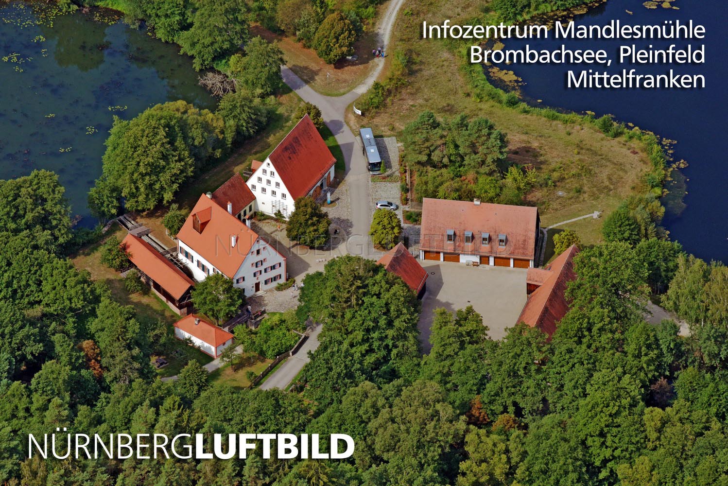 Infozentrum Mandlesmühle, Brombachsee, Luftaufnahme