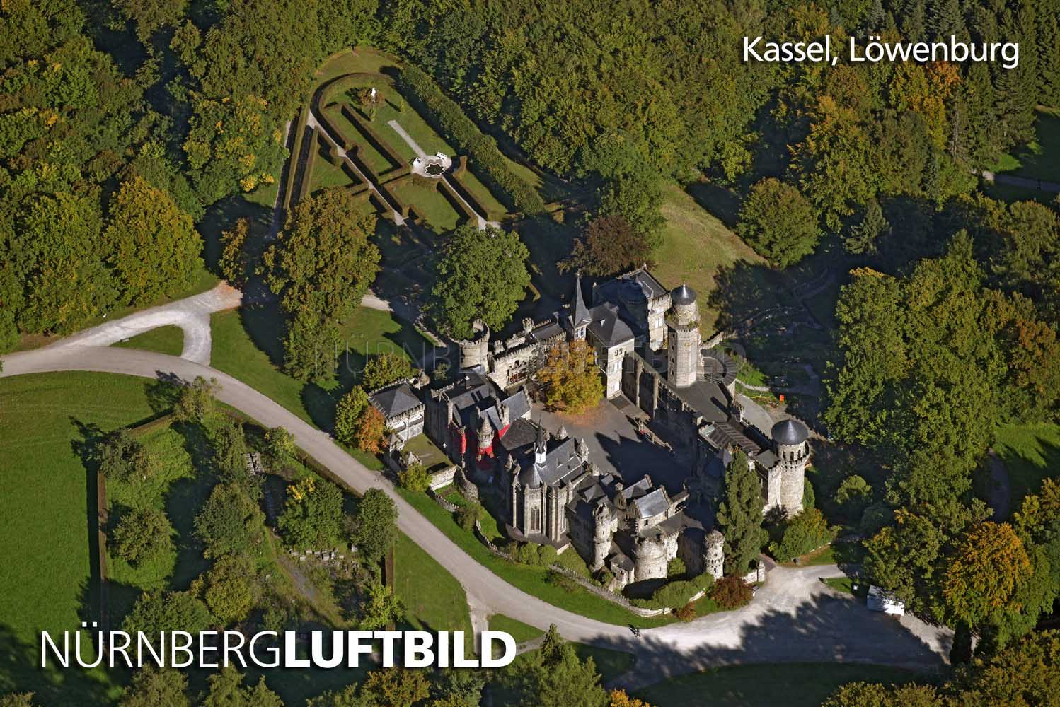 Kassel, Löwenburg, Luftaufnahme