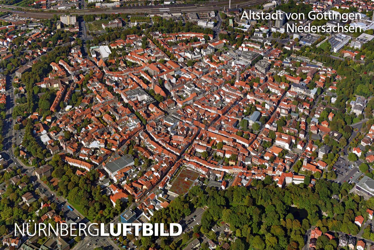 Altstadt von Göttingen, Niedersachsen, Luftaufnahme