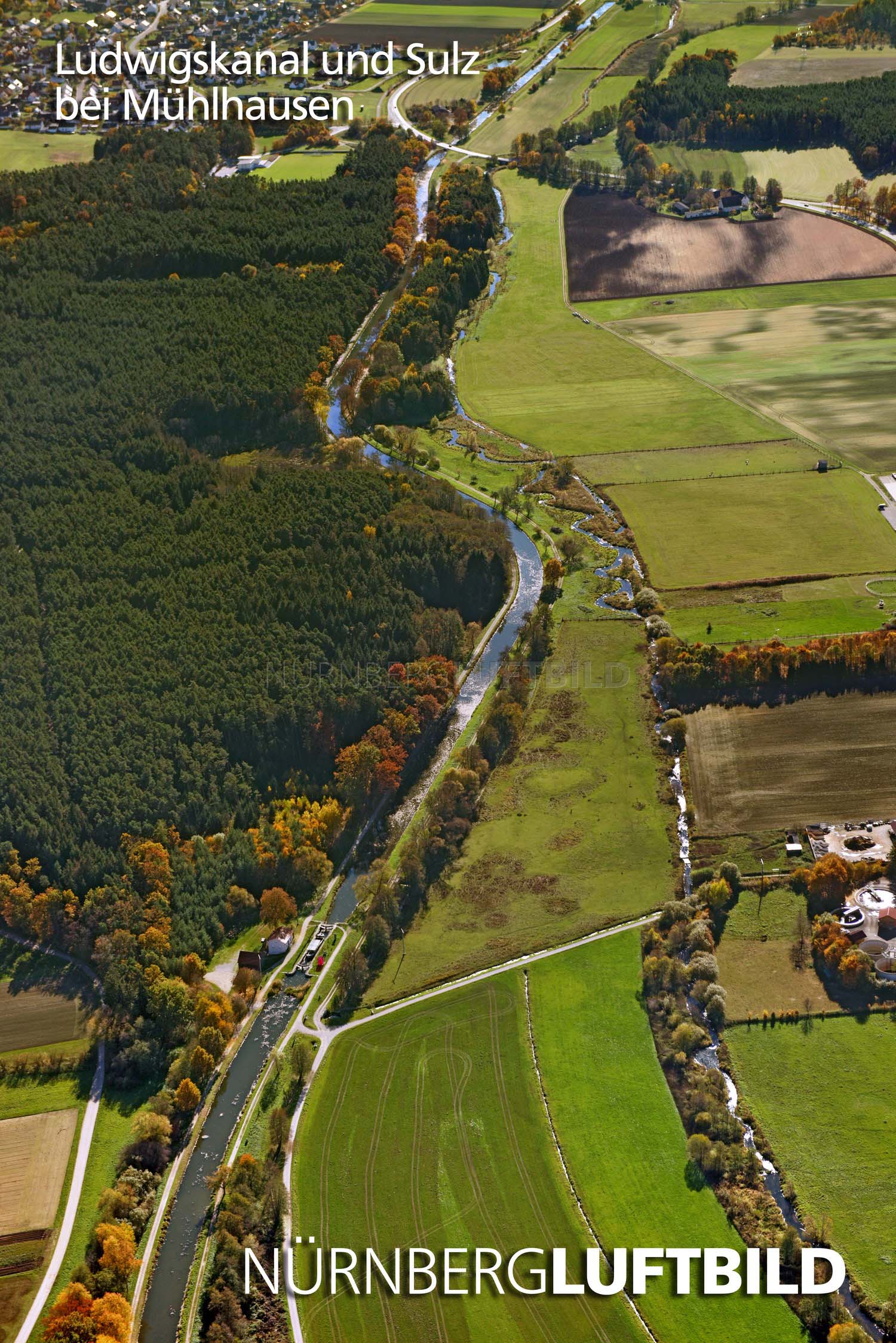 Ludwigskanal und Sulz bei Mühlhausen, Luftaufnahme
