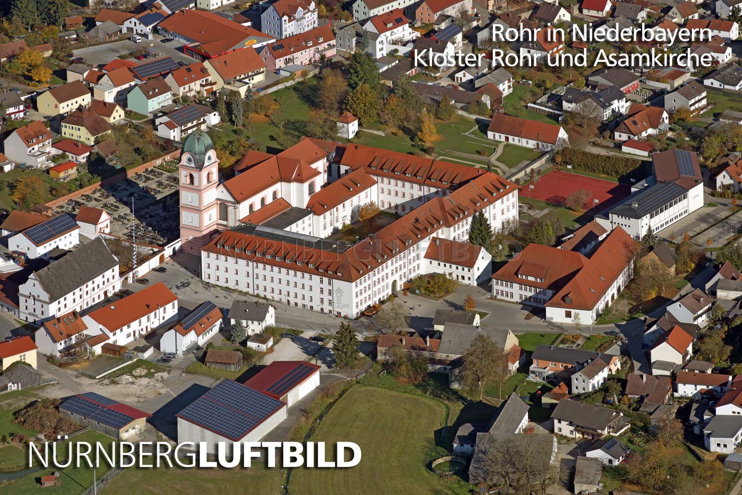 Rohr in Niederbayern, Kloster Rohr und Asamkirche, Luftbild