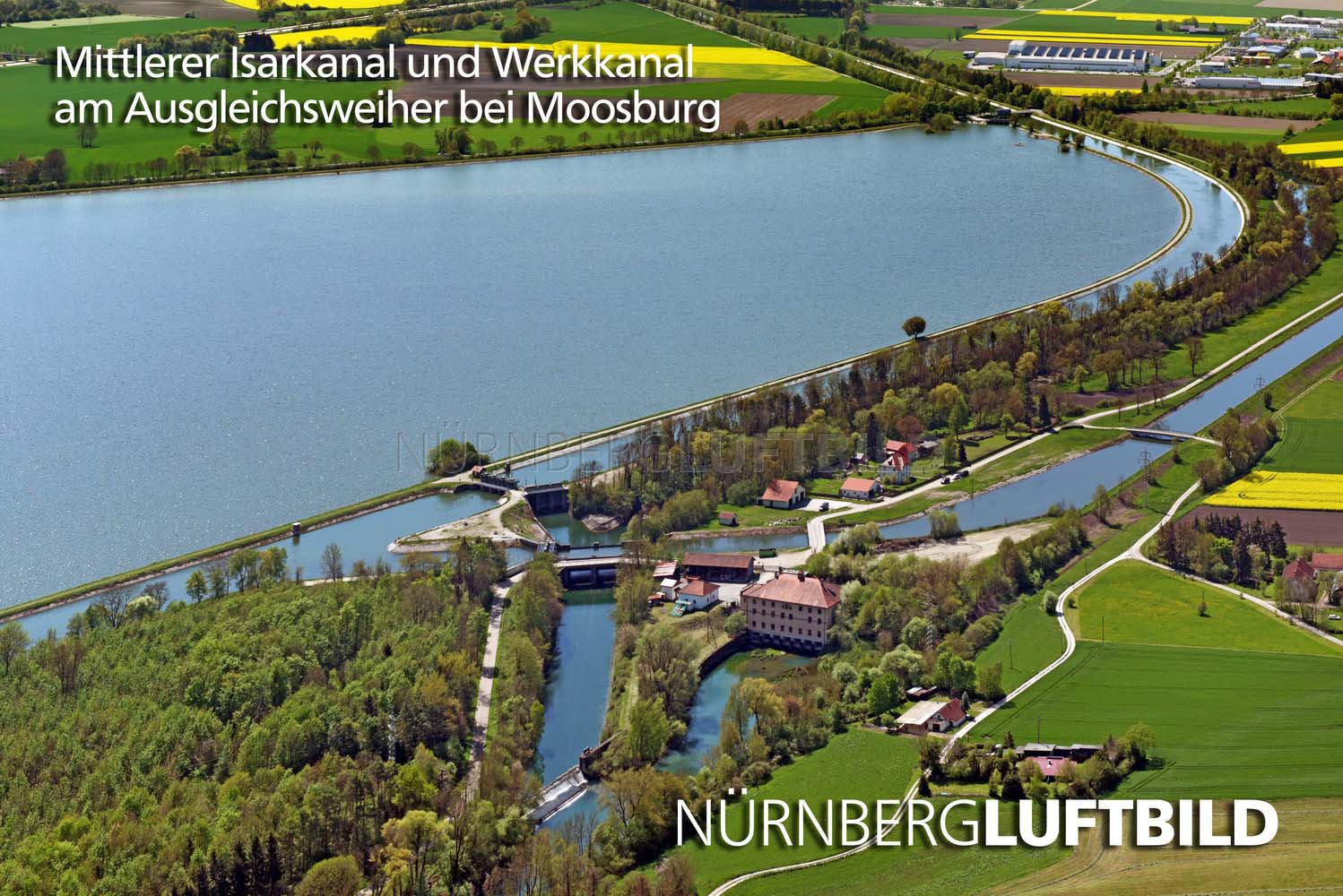 Mittlerer Isarkanal und Werkkanal bei Moosburg, Luftbild