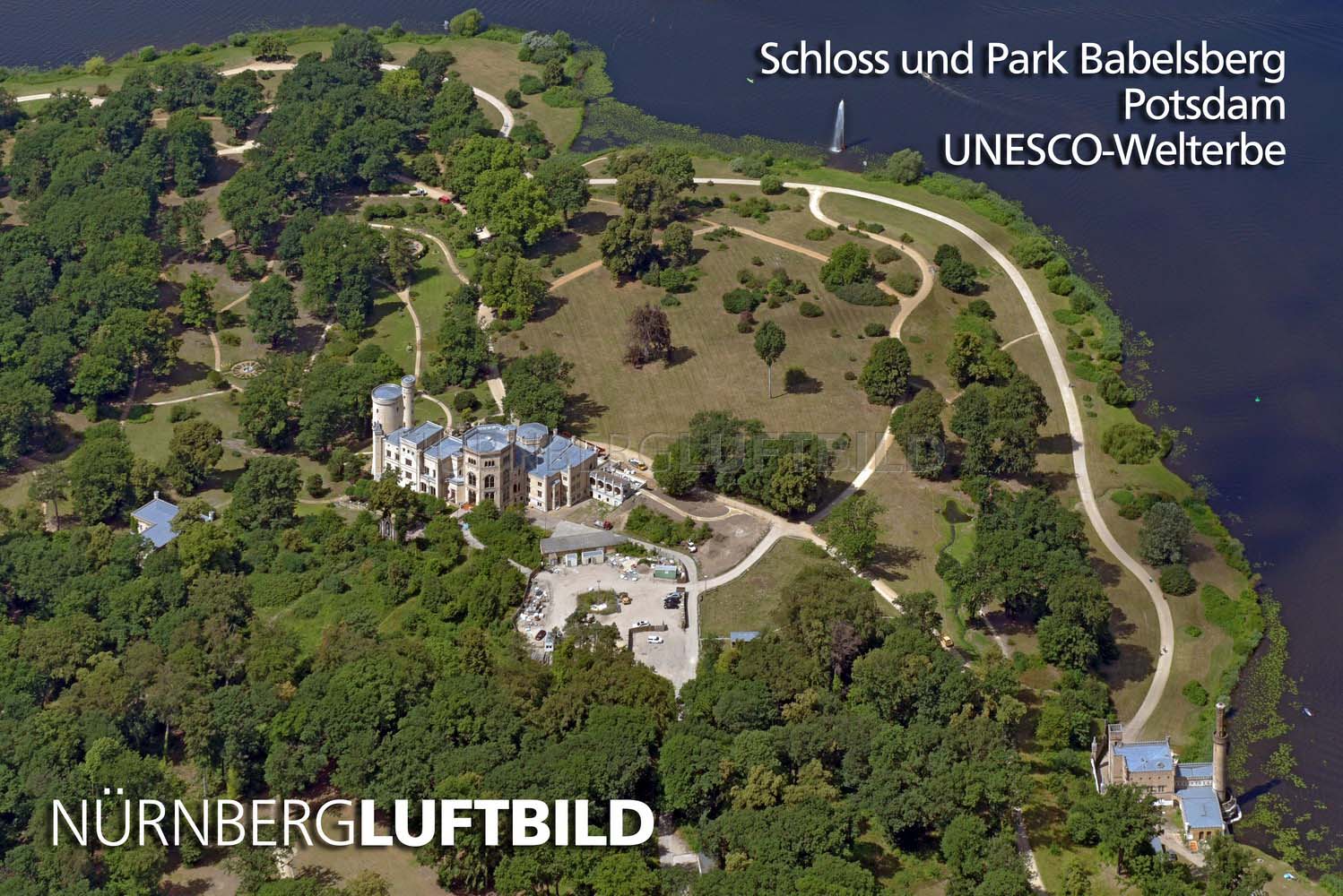 Schloss und Park Babelsberg, Potsdam, Luftbild