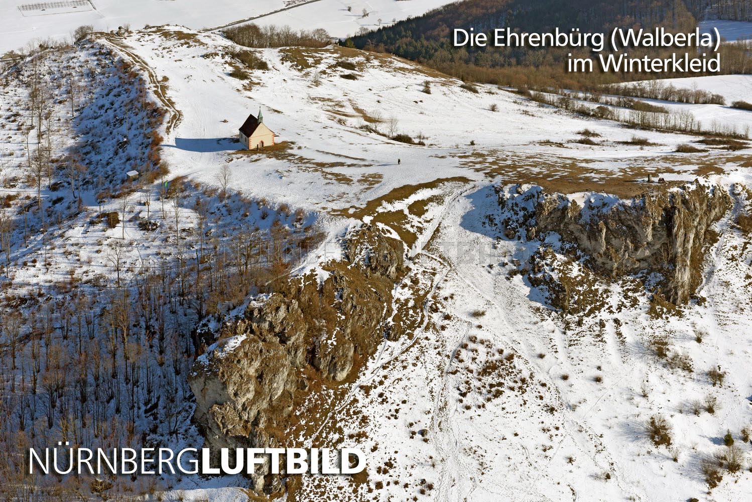 Die Ehrenbürg (Walberla) im Winterkleid, Luftaufnahme