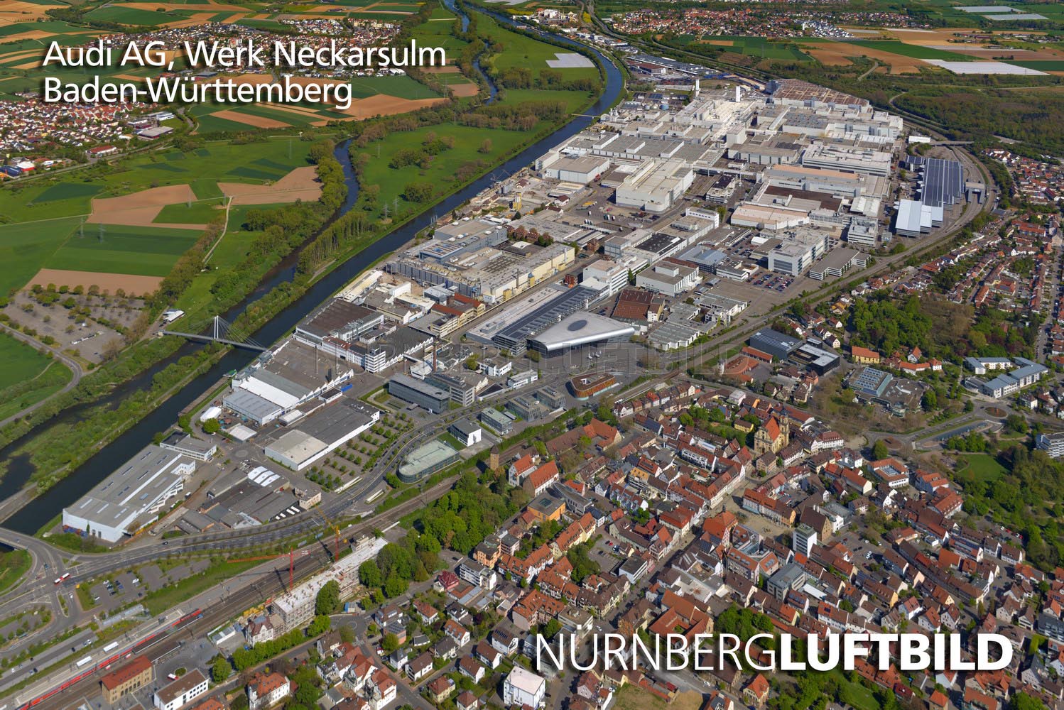 Audi AG, Werk Neckarsulm von Südosten, Luftaufnahme