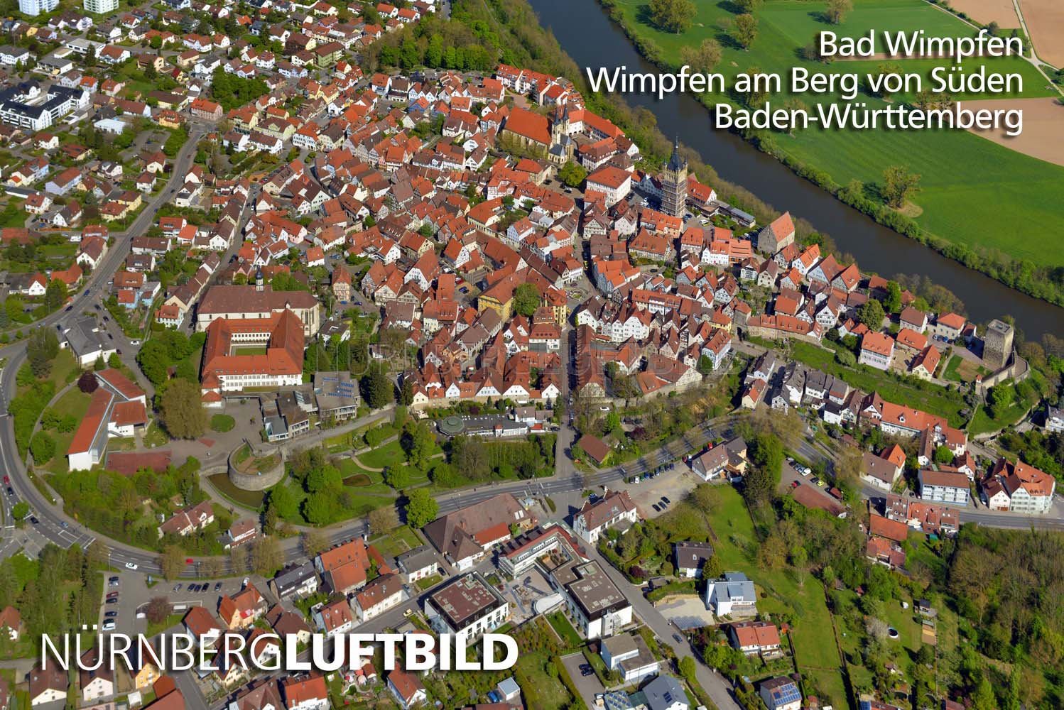 Bad Wimpfen, Wimpfen am Berg von Süden, Luftaufnahme