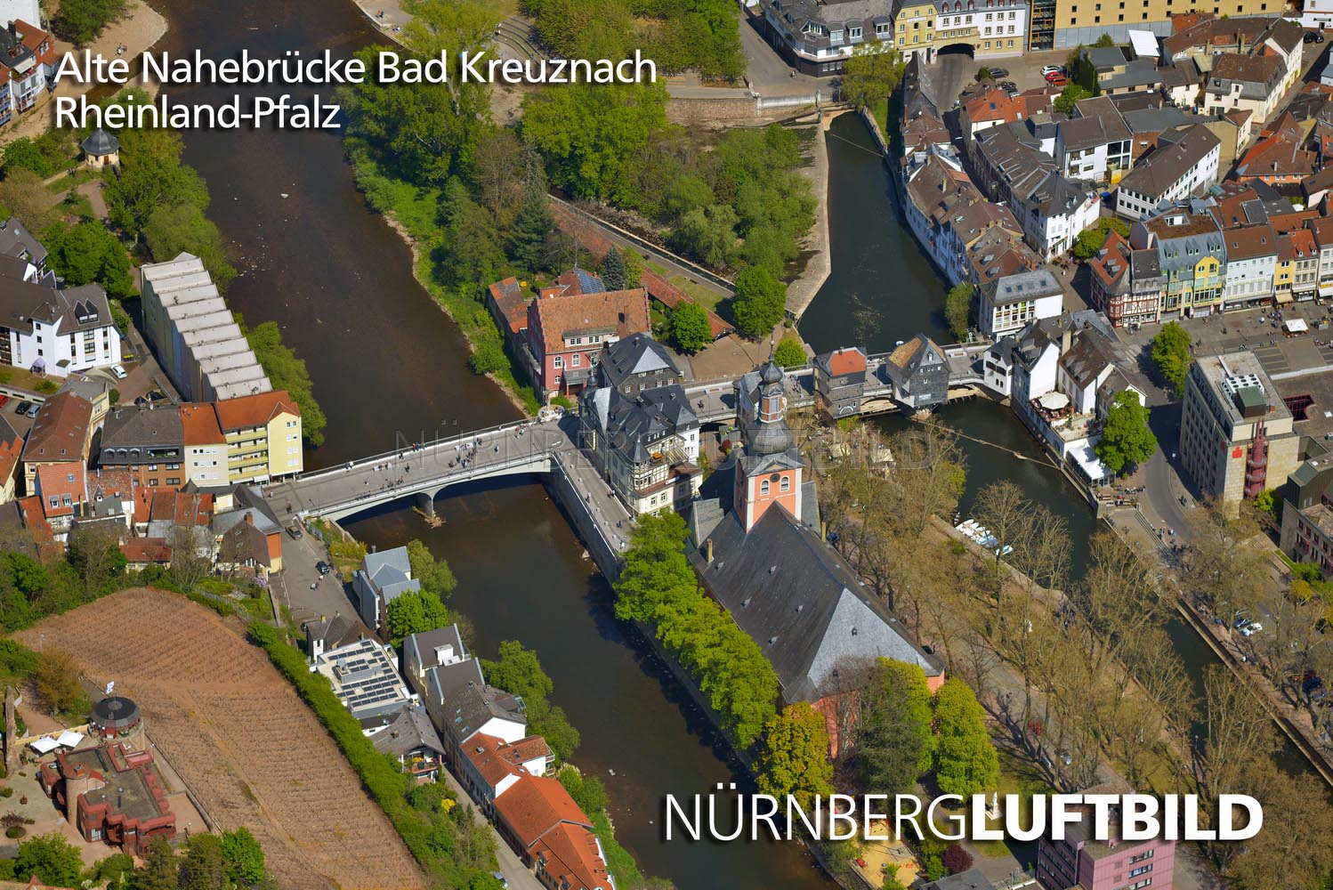 Alte Nahebrücke Bad Kreuznach, Luftaufnahme