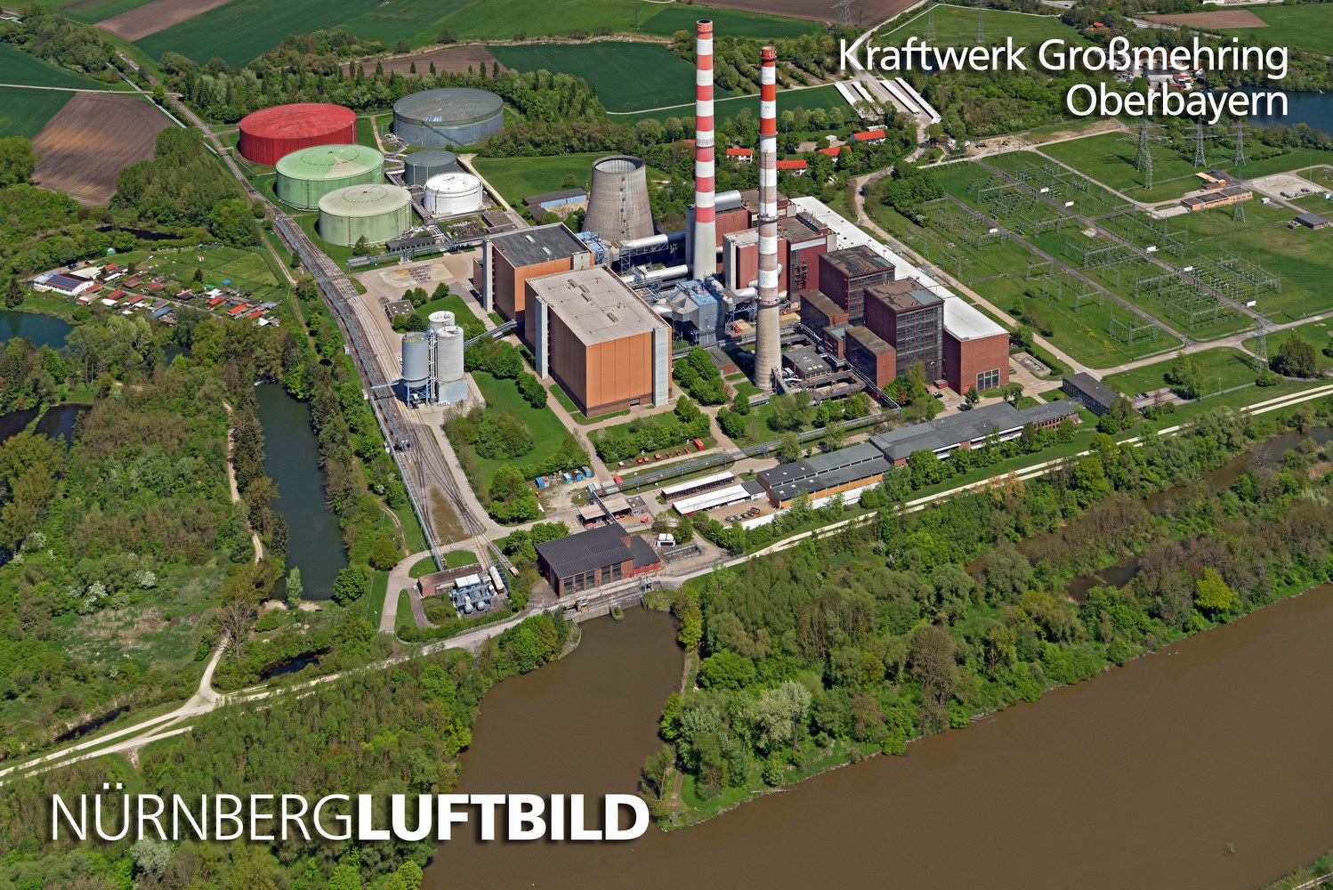 Kraftwerk Großmehring bei Ingolstadt an der Donau, Luftaufnahme